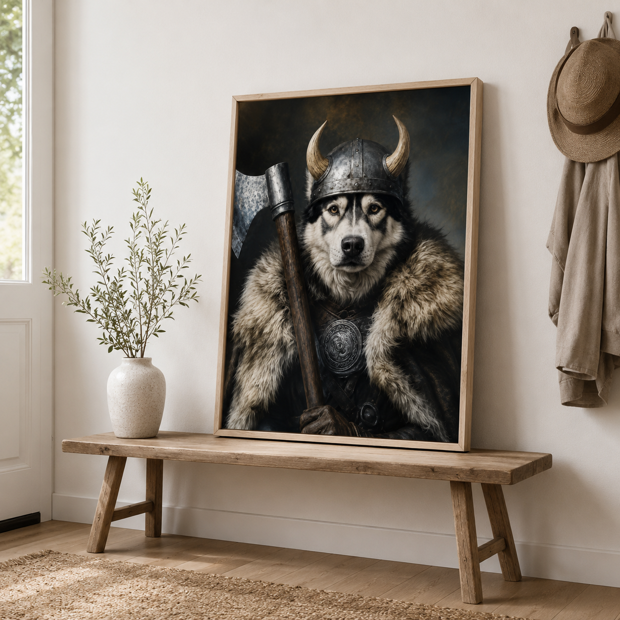 Custom Viking Pet Portrait Canvas Aura Canvas