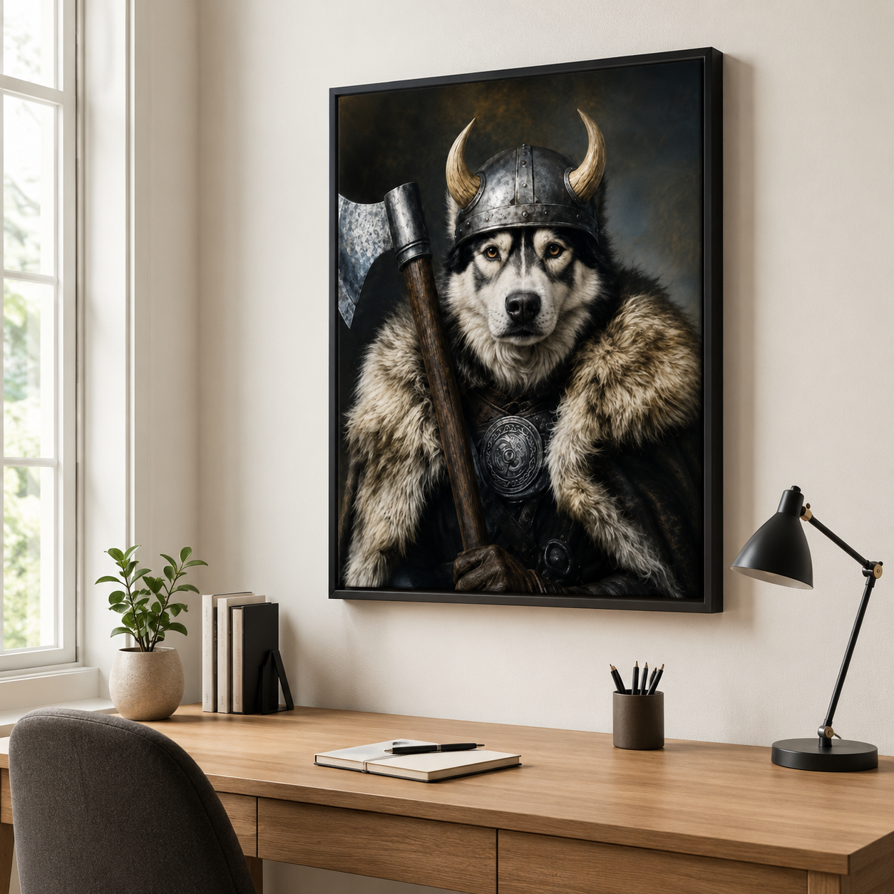 Custom Viking Pet Portrait Canvas Aura Canvas