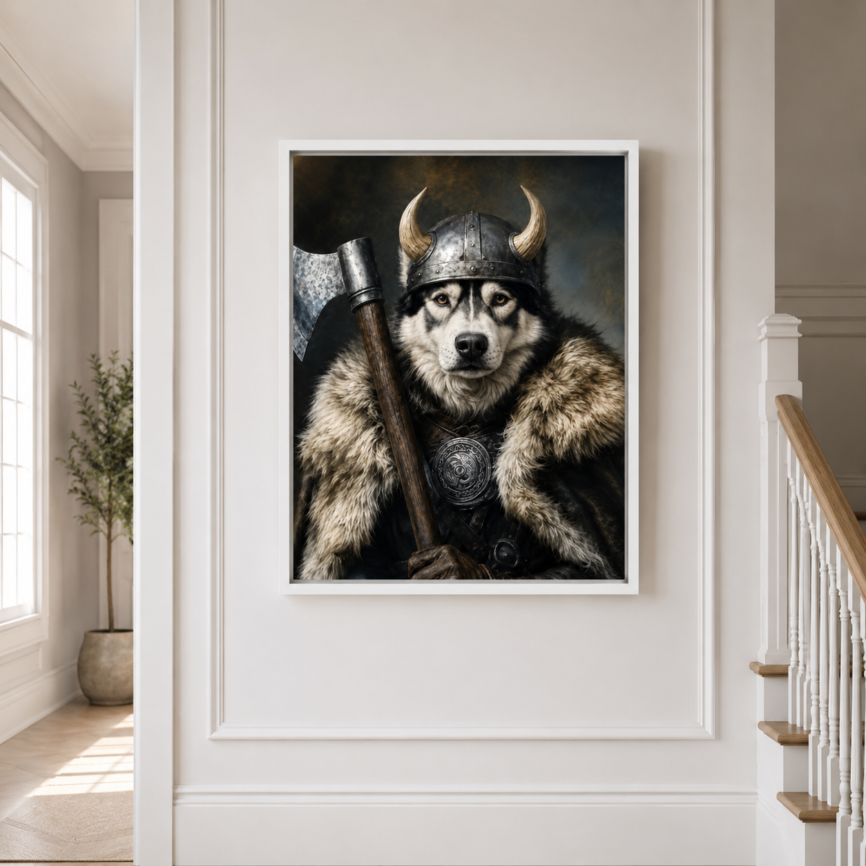 Custom Viking Pet Portrait Canvas Aura Canvas