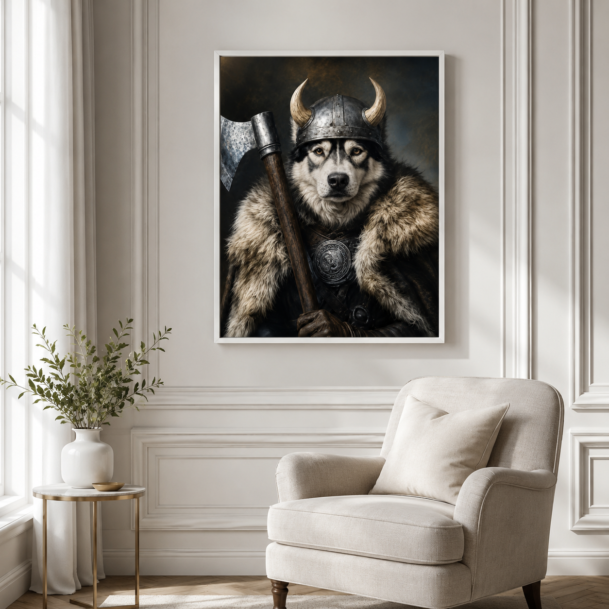 Custom Viking Pet Portrait Canvas Aura Canvas