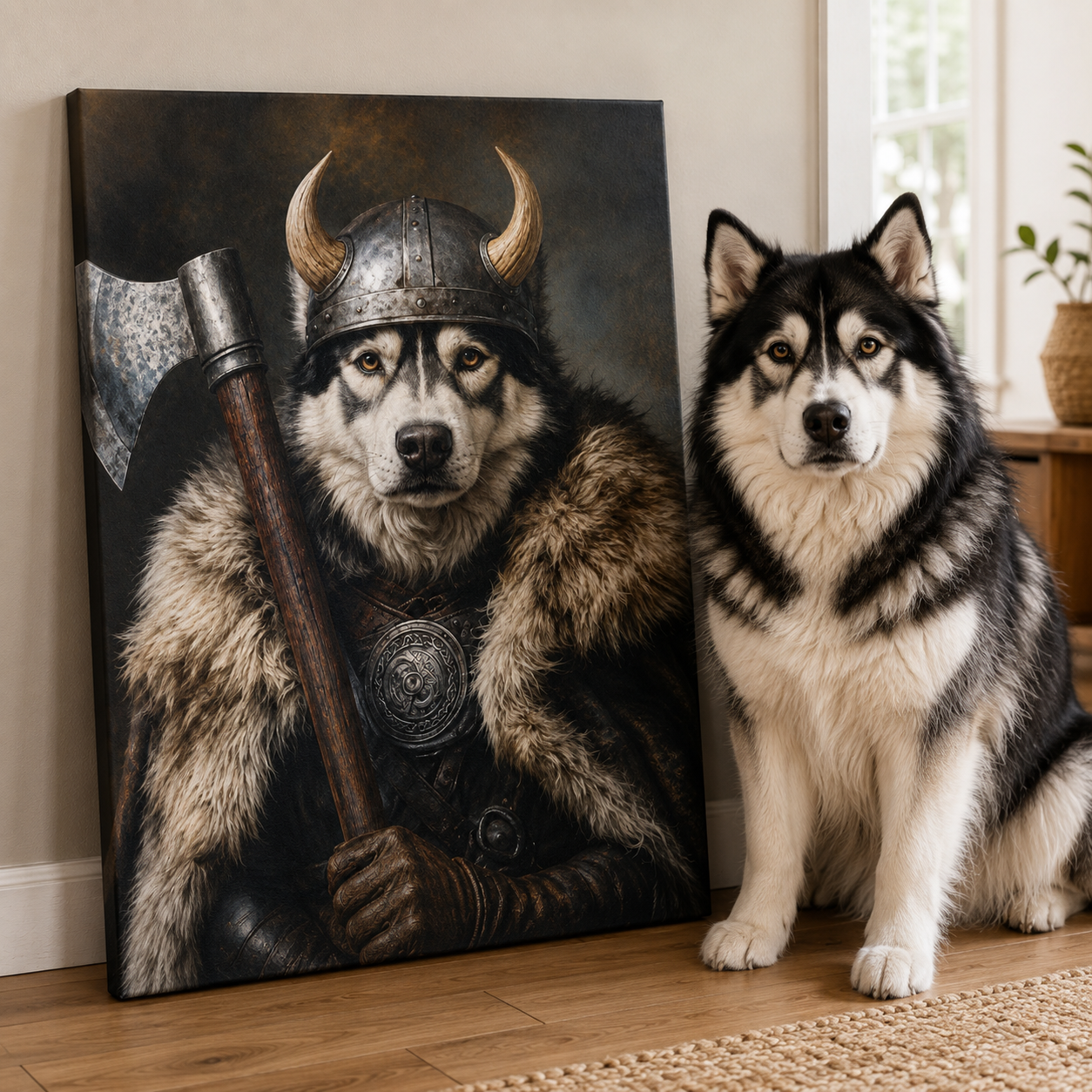Custom Viking Pet Portrait Canvas Aura Canvas