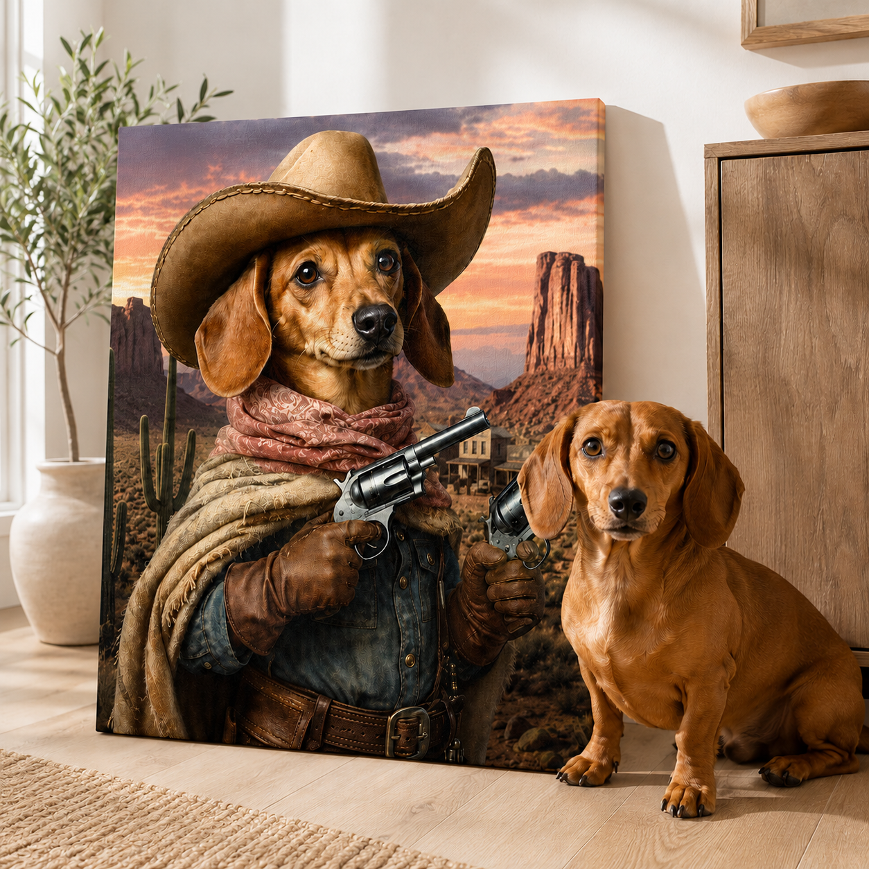 Custom Cowboy Pet Portrait Canvas Aura Canvas