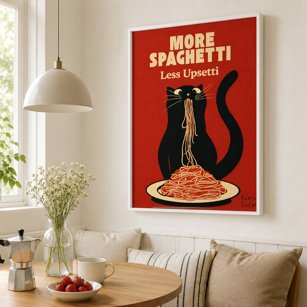 Funny Spaghetti Cat Canvas Wall Art Aura Canvas