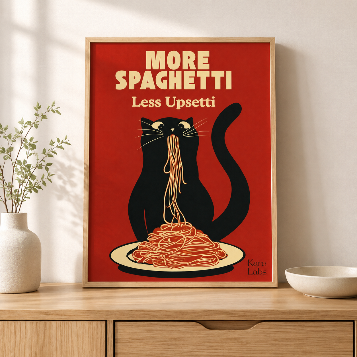 Funny Spaghetti Cat Canvas Wall Art Aura Canvas