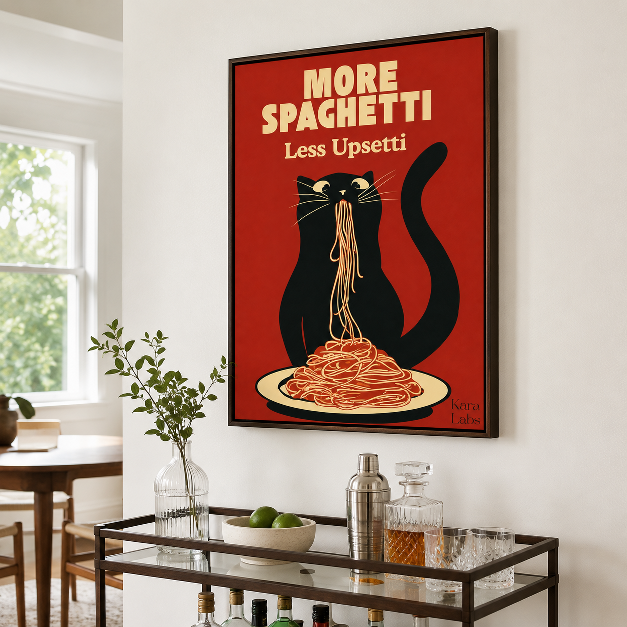 Funny Spaghetti Cat Canvas Wall Art Aura Canvas
