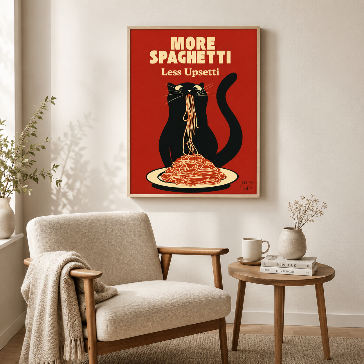 Funny Spaghetti Cat Canvas Wall Art Aura Canvas