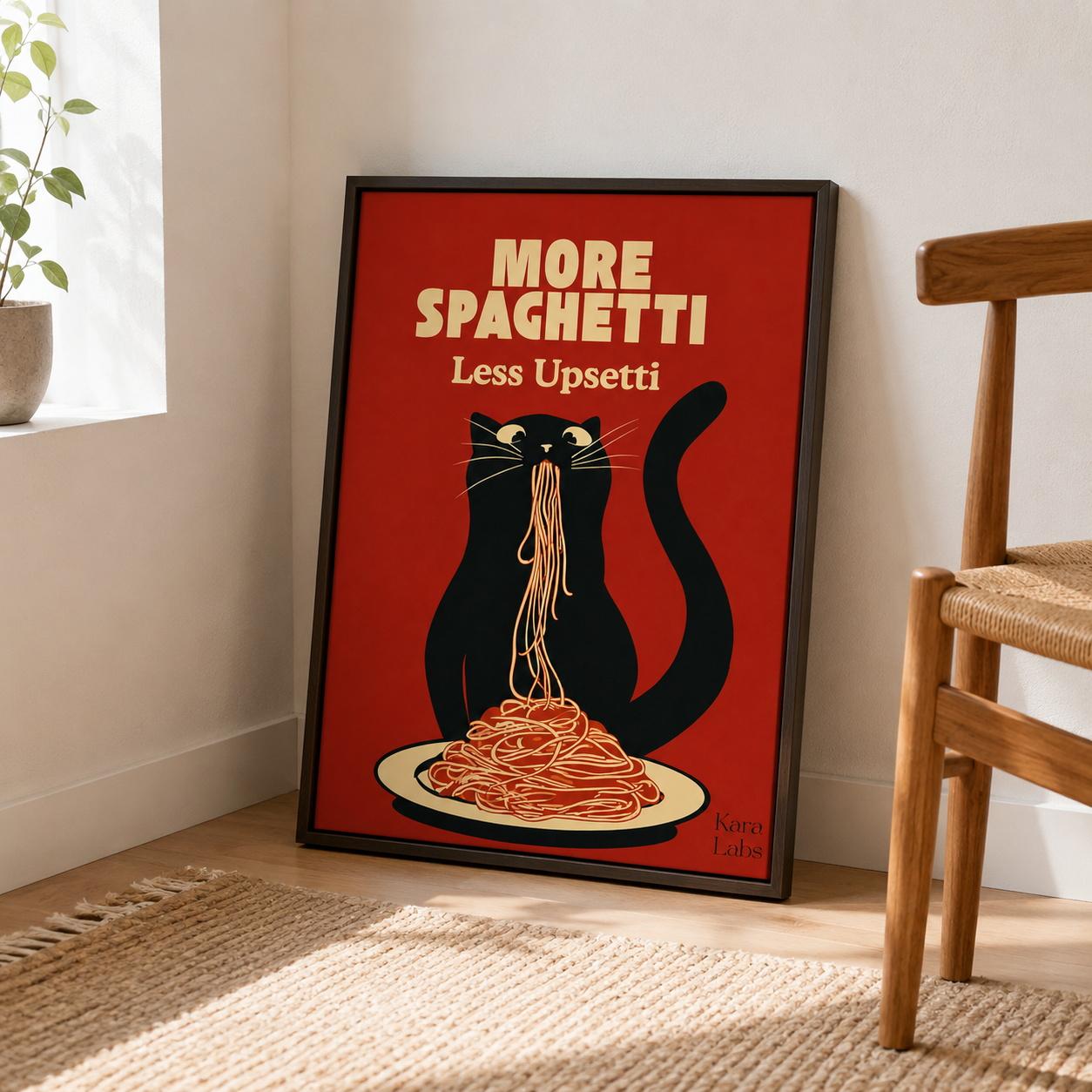 Funny Spaghetti Cat Canvas Wall Art Aura Canvas