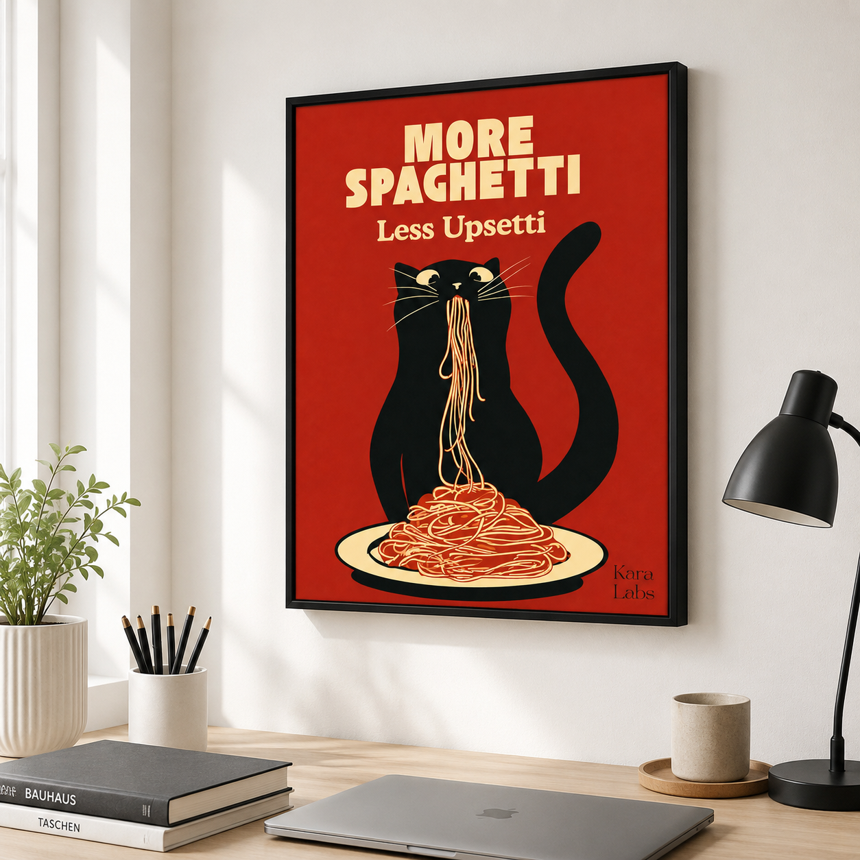 Funny Spaghetti Cat Canvas Wall Art Aura Canvas