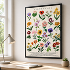 Botanical Flower Cats Canvas Wall Art Aura Canvas