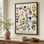 Botanical Flower Cats Canvas Wall Art Aura Canvas