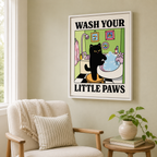 Wash Your Little Paws Cat Canvas Wall Art Aura Canvas