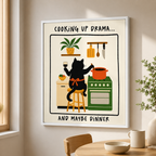 Cooking Up Drama Cat Canvas Wall Art Aura Canvas