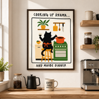 Cooking Up Drama Cat Canvas Wall Art Aura Canvas