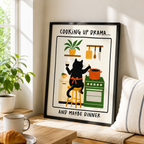 Cooking Up Drama Cat Canvas Wall Art Aura Canvas