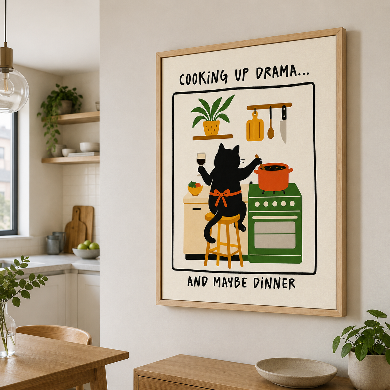 Cooking Up Drama Cat Canvas Wall Art Aura Canvas