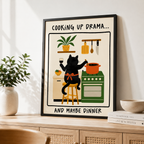 Cooking Up Drama Cat Canvas Wall Art Aura Canvas