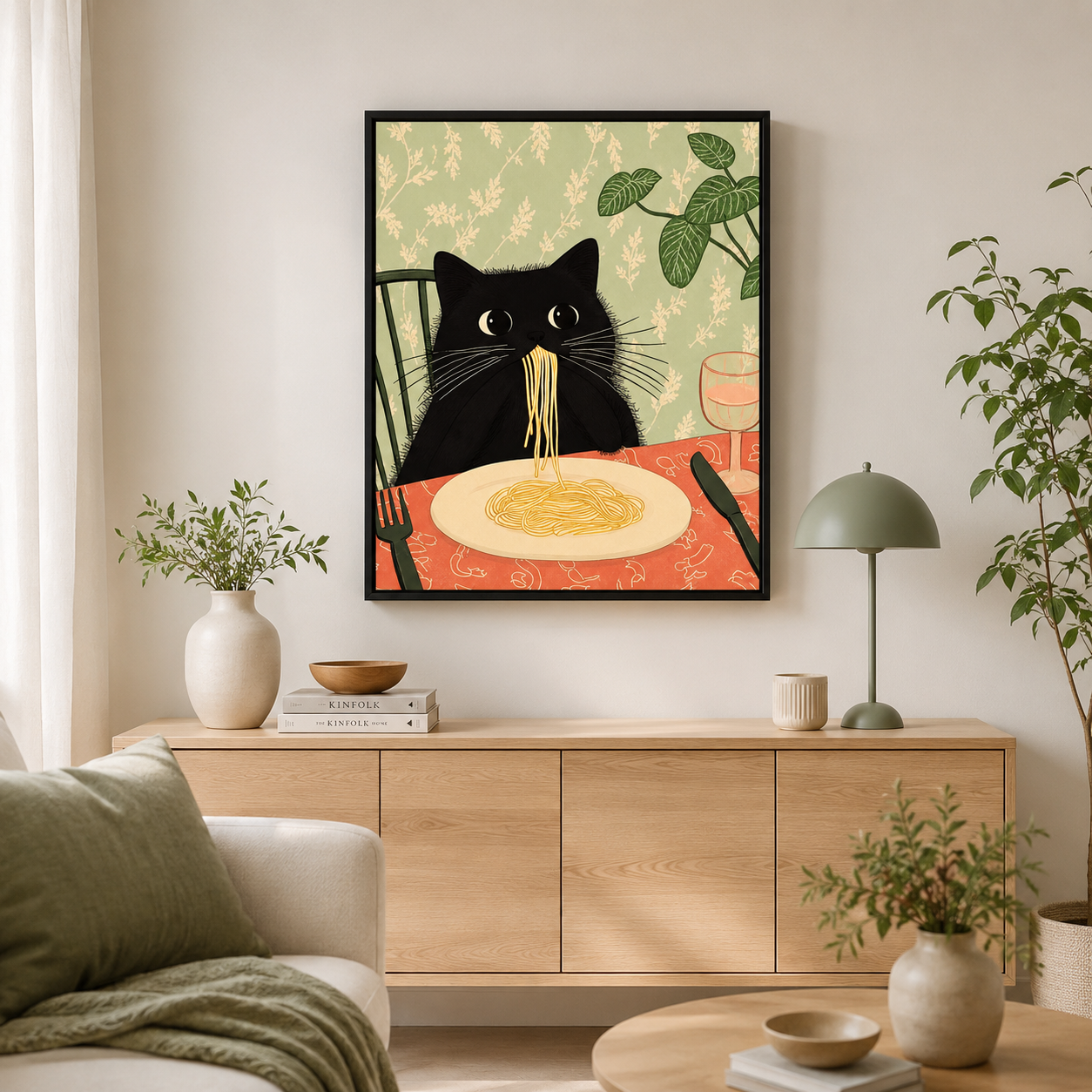 Spaghetti Cat Canvas Wall Art Aura Canvas