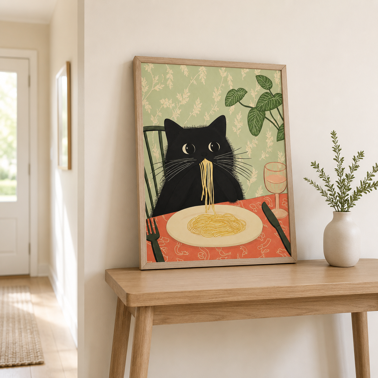 Spaghetti Cat Canvas Wall Art Aura Canvas