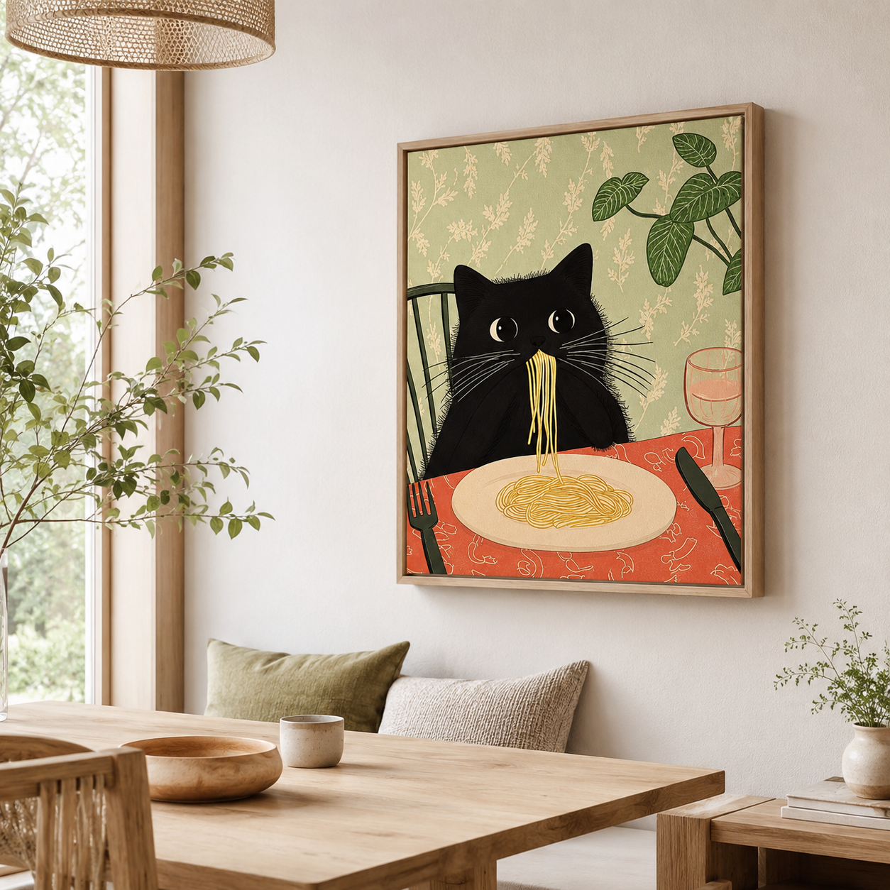 Spaghetti Cat Canvas Wall Art Aura Canvas