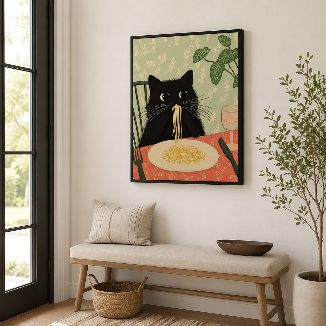 Spaghetti Cat Canvas Wall Art Aura Canvas