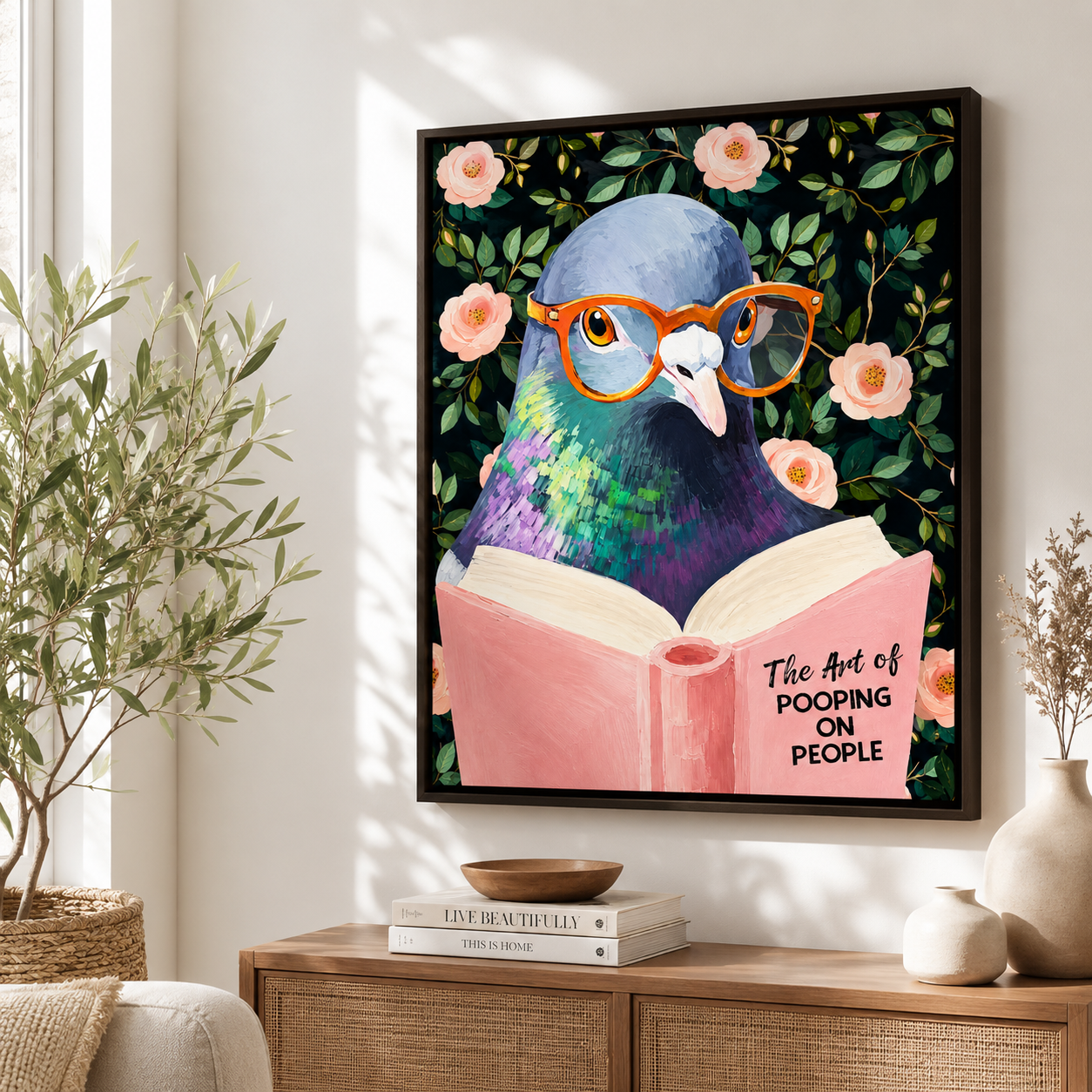 Funny Pigeon Canvas Wall Art Aura Canvas