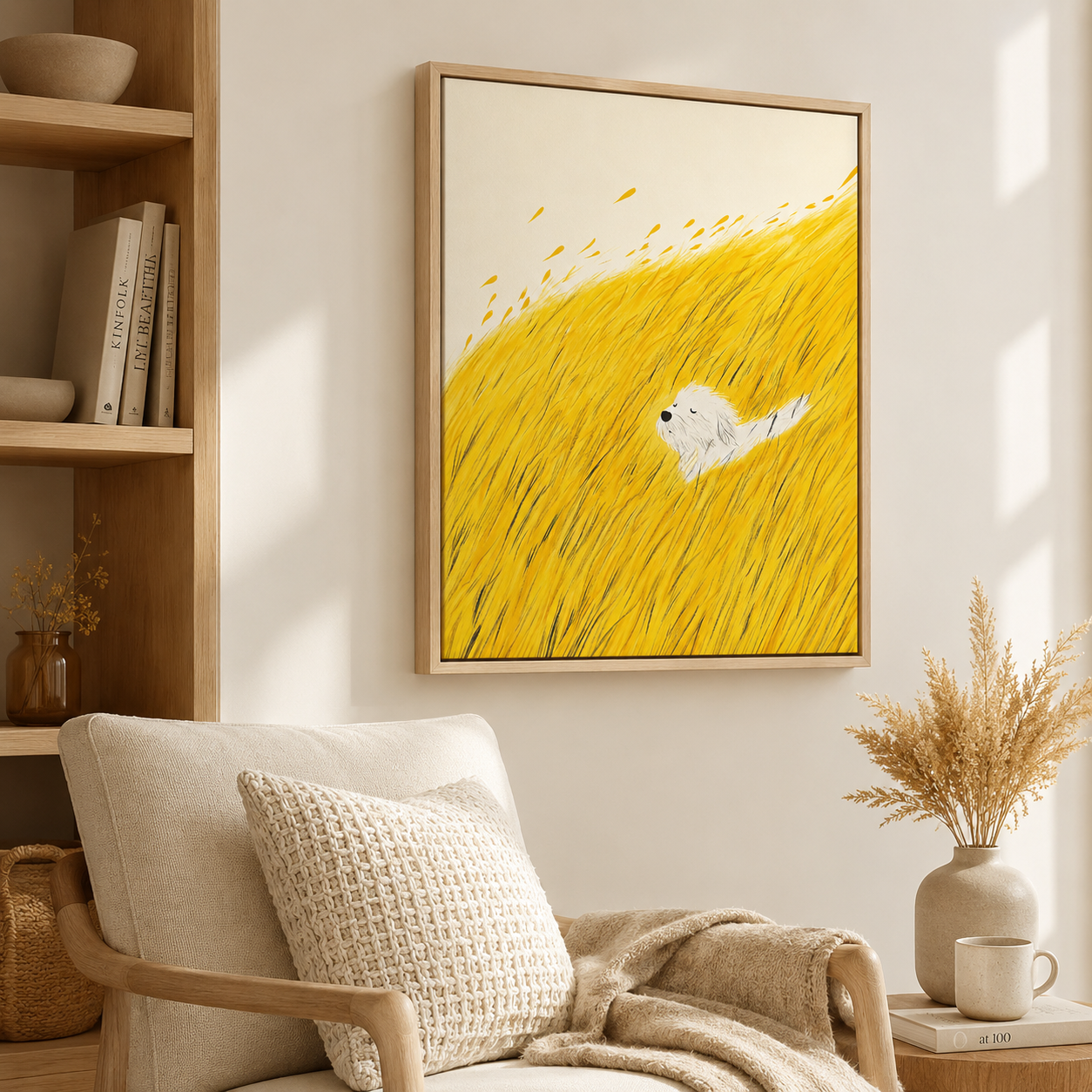 Golden Meadow Dog Canvas Wall Art Aura Canvas