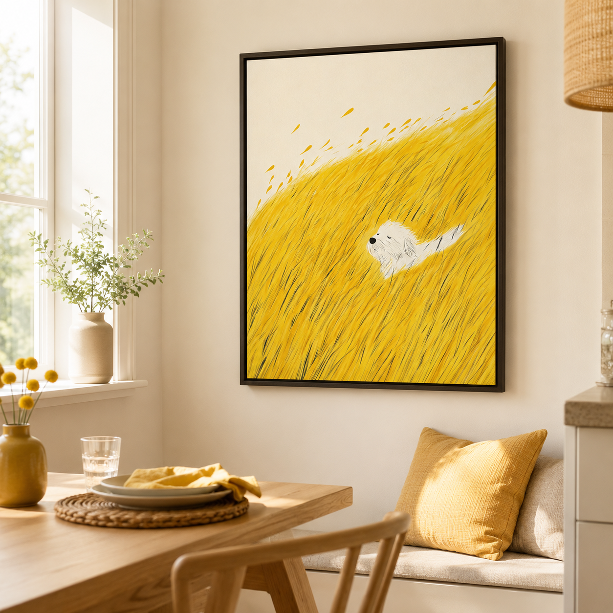 Golden Meadow Dog Canvas Wall Art Aura Canvas