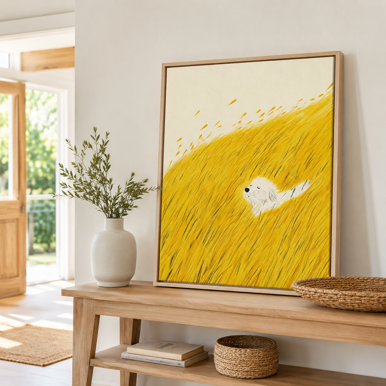 Golden Meadow Dog Canvas Wall Art Aura Canvas