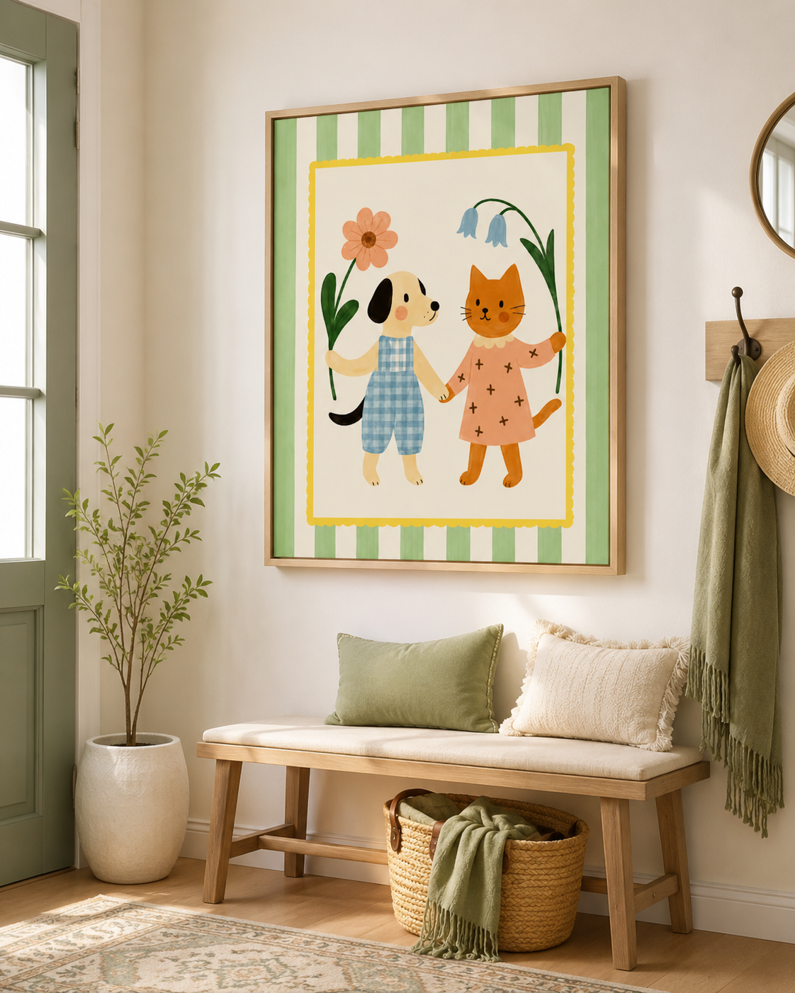 Dog and Cat Friends Canvas Wall Art Aura Canvas