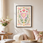 Floral Heart Canvas Wall Art Aura Canvas