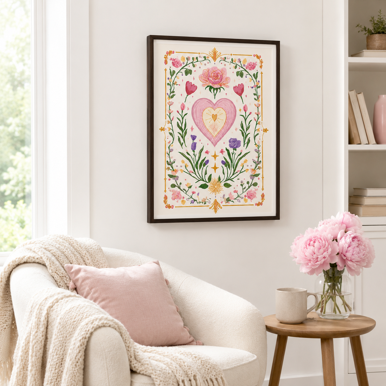 Floral Heart Canvas Wall Art Aura Canvas