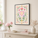 Floral Heart Canvas Wall Art Aura Canvas