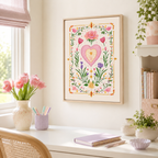 Floral Heart Canvas Wall Art Aura Canvas