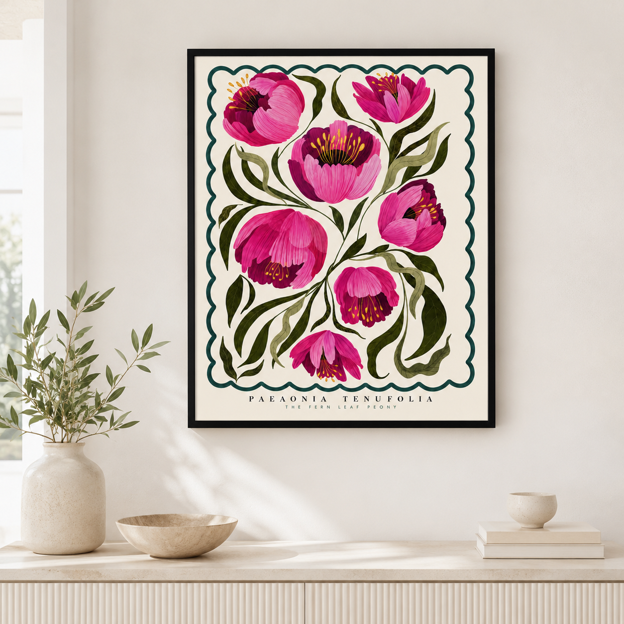 Pink Peony Botanical Canvas Wall Art Aura Canvas