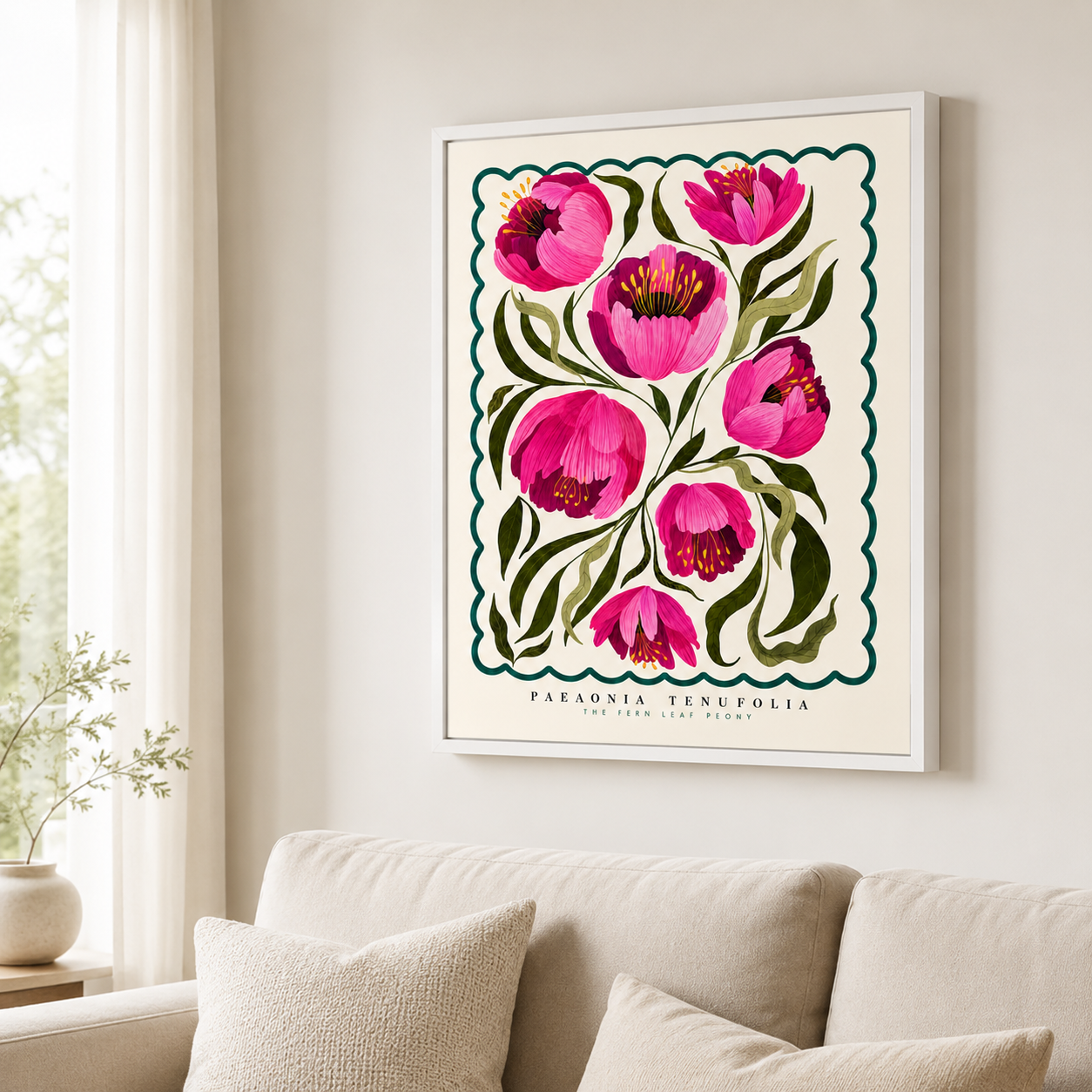 Pink Peony Botanical Canvas Wall Art Aura Canvas