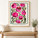 Pink Peony Botanical Canvas Wall Art Aura Canvas