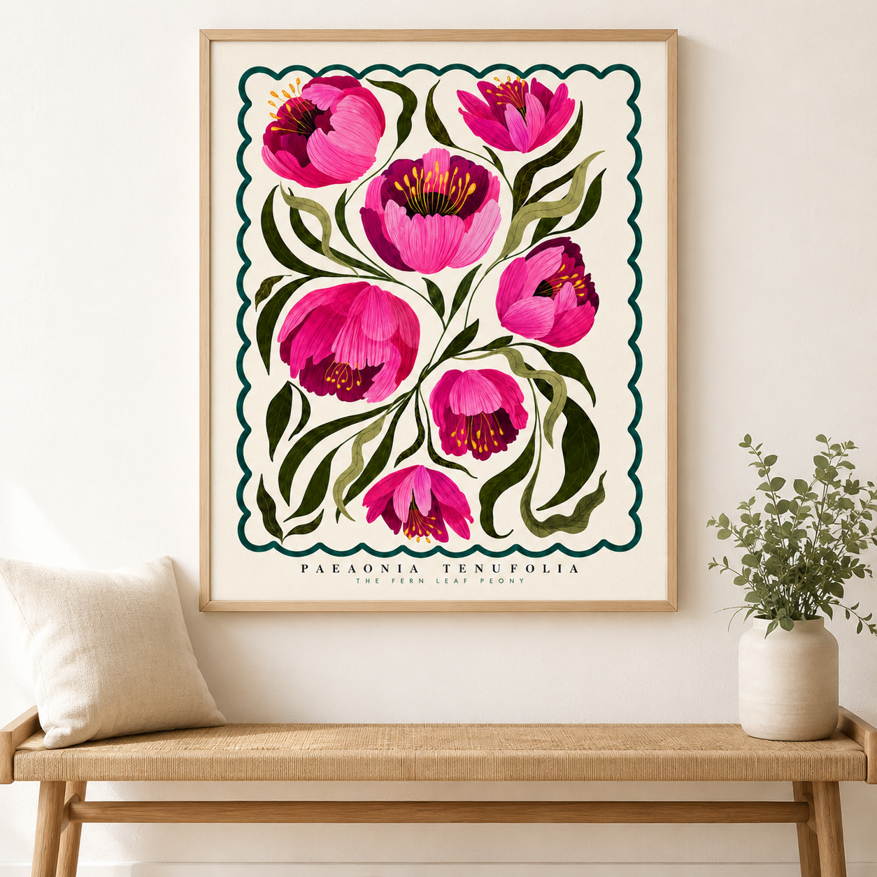 Pink Peony Botanical Canvas Wall Art Aura Canvas