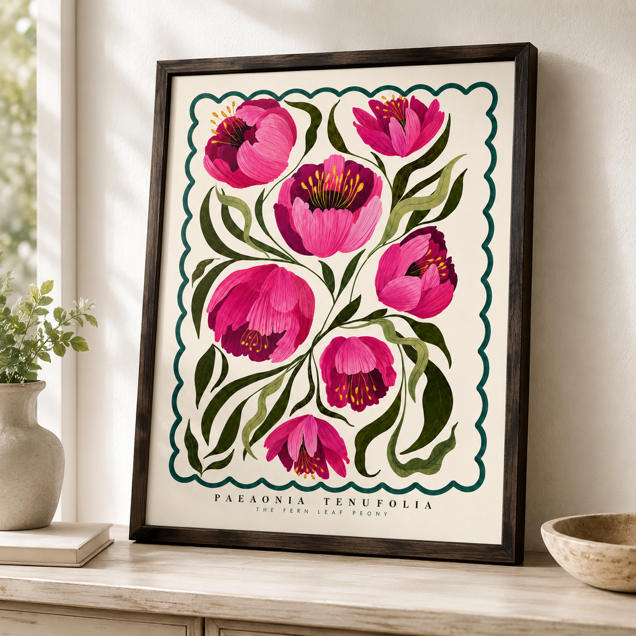 Pink Peony Botanical Canvas Wall Art Aura Canvas
