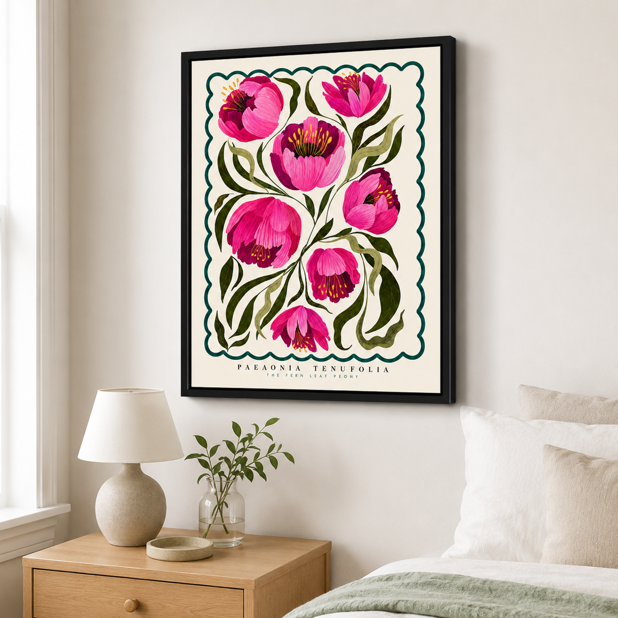 Pink Peony Botanical Canvas Wall Art Aura Canvas