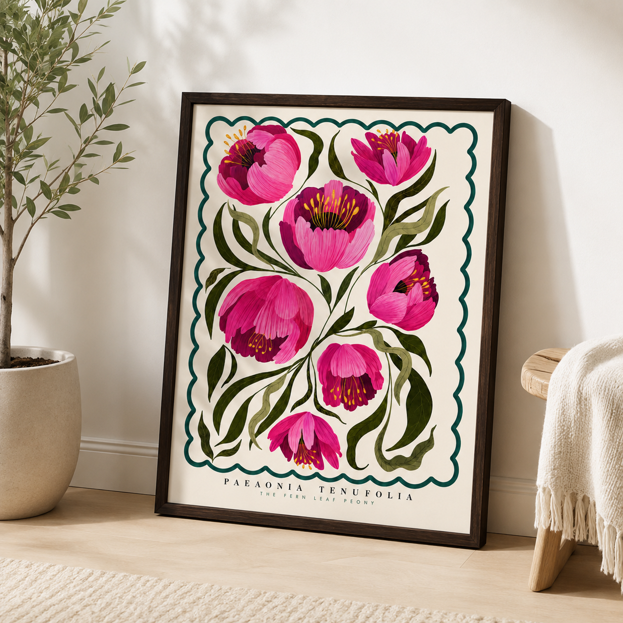 Pink Peony Botanical Canvas Wall Art Aura Canvas