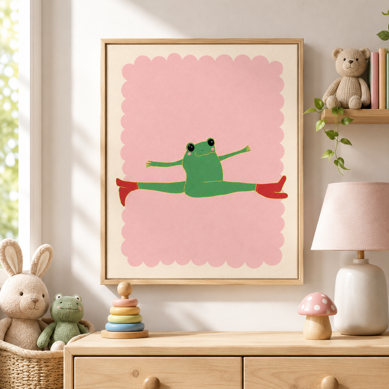 Stretching Frog Canvas Wall Art Aura Canvas