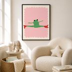 Stretching Frog Canvas Wall Art Aura Canvas