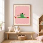 Stretching Frog Canvas Wall Art Aura Canvas