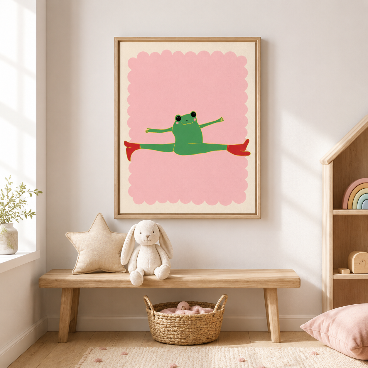 Stretching Frog Canvas Wall Art Aura Canvas