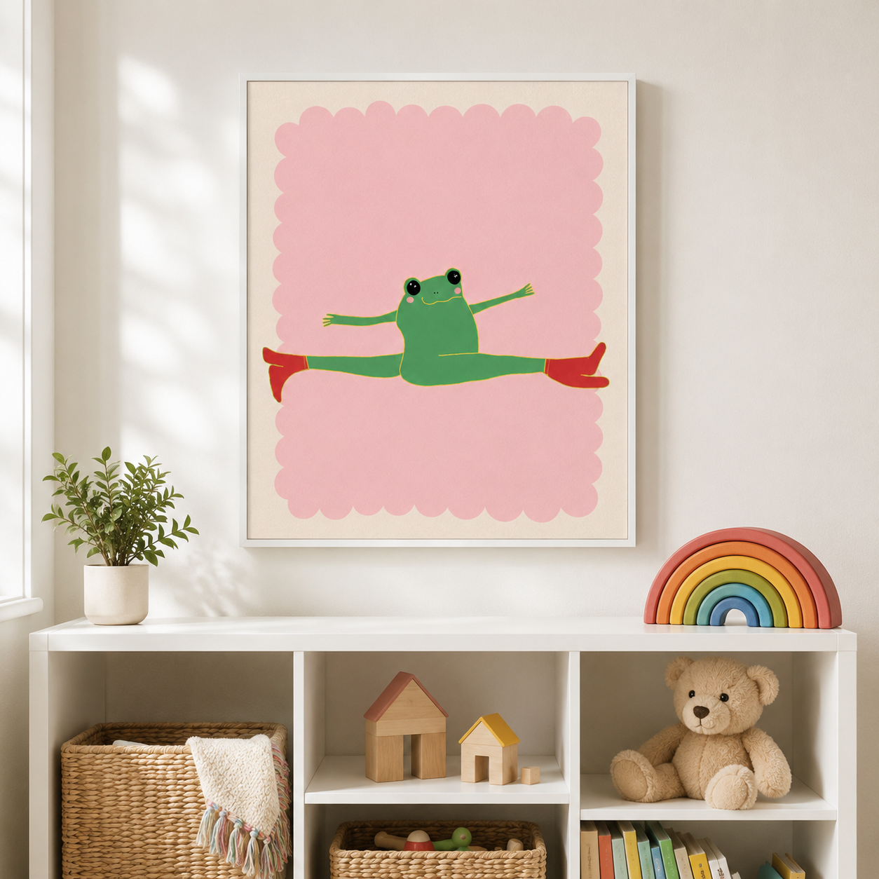Stretching Frog Canvas Wall Art Aura Canvas