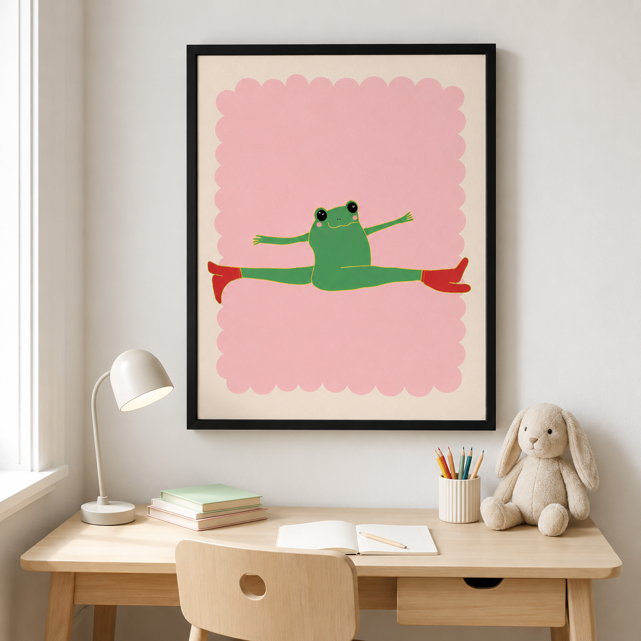 Stretching Frog Canvas Wall Art Aura Canvas