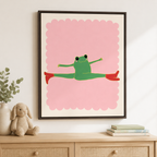 Stretching Frog Canvas Wall Art Aura Canvas