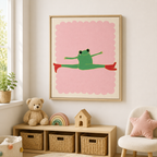 Stretching Frog Canvas Wall Art Aura Canvas