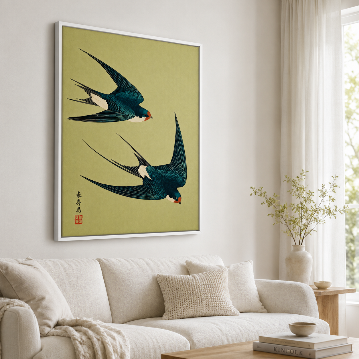 Japanese Swallow Birds Canvas Wall Art Aura Canvas
