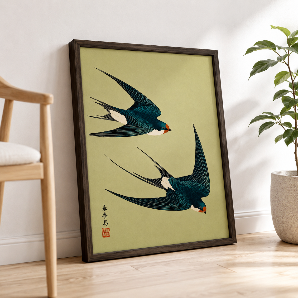 Japanese Swallow Birds Canvas Wall Art Aura Canvas